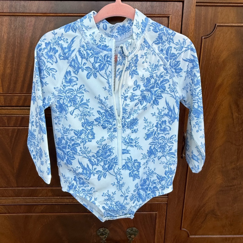 Janie and Jack Blue Floral Kids Swimwear